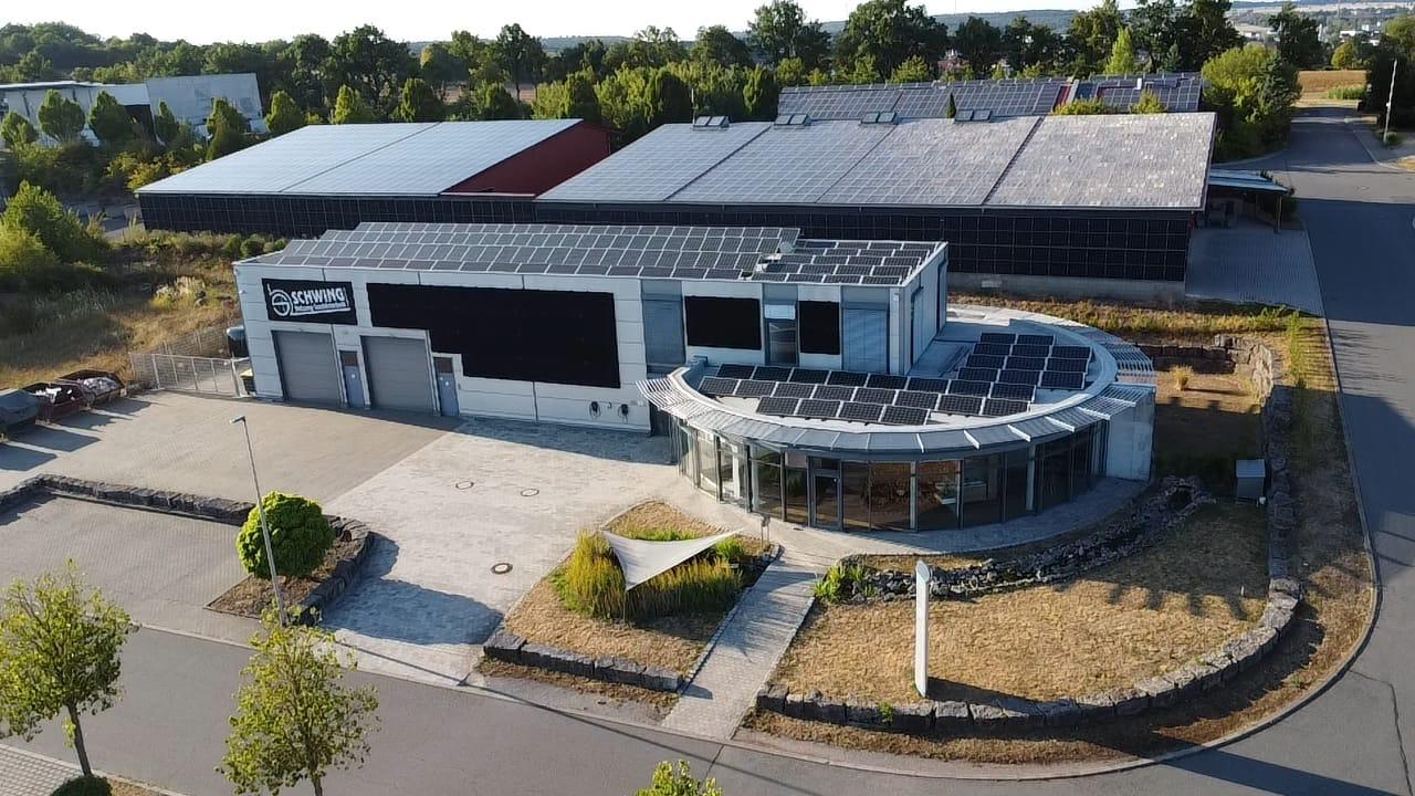 Luftaufnahme des Firmengebäudes der Schwing GmbH & Co. KG in Buchen