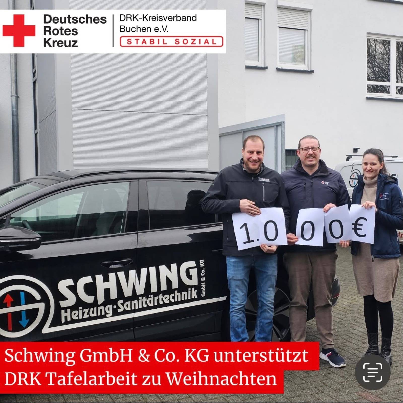 Spendenübergabe von Schwing an das Deutsche Rote Kreuz, Kreisverband Buchen